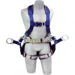 3M DBI-SALA ExoFit 1108652 Tower Climbing Harness, Front/Back/Side D-Rings, Belt/Back Pad, Seat Sling w/Position D-Rings, QC Buckles, Large, Blue/Gray