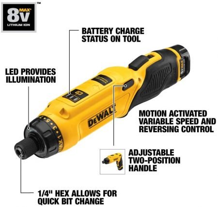 DEWALT 8V MAX Gyroscopic Cordless Screwdriver 1-Battery Kit (DCF680N1)