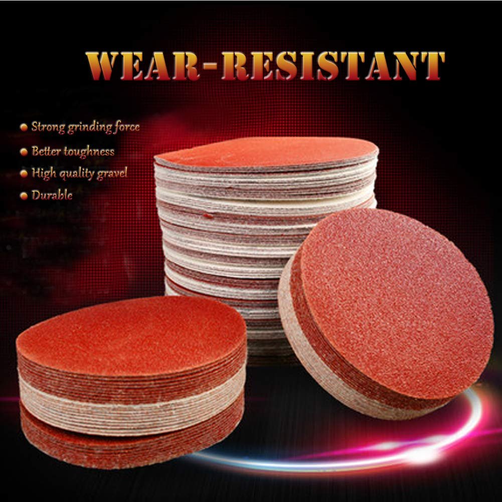 Sanding Discs Pads - WENTS 100Pcs 50mm Wear-Resistant Sandpaper(80/100/180/240/600/800/1000/1200/2000/3000) for Random Orbital Sander