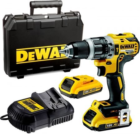 DeWalt 18V 13mm lithium ion, Brushless Motor Compact Hammer Drill Driver Kit,with Extra Battery, 1700 RPM, Yellow/Black, DCD796D2-GB, 3 Year Warranty