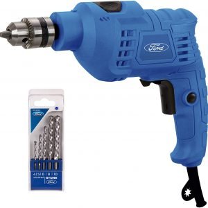 Ford FE1-1008 Electric Impact Drill with 5 Piece Concrete Drill Bit Set, 500W