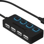 Sabrent 4-Port USB 2.0 Hub with Individual LED lit Power Switches (HB-UMLS)