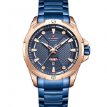 NAVIFORCE Men's Stainless Steel Blue Rose Gold Tone Waterproof Watch