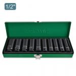 10-Piece 1/2" DR. 6PT Flank Deep Impact Socket Set GDAD1002 Black