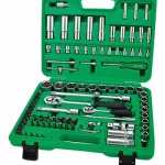 94-Piece Professional Grade 1/4" And 1/2" DR. Flank Socket Set GCAI094R Silver/Black/Green