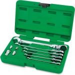 10-Piece Pro-Series Flexible Ratchet Combination Wrench Set With Box Silver/Green