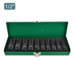 TOPTUL - 10PCS 1/2 inch DR. 6PT Flank Deep Impact Socket Set - GDAD1002