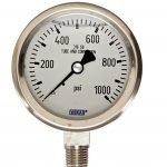WIKA 9833515 Industrial Pressure Gauge, Refillable, Stainless Steel 316L Wetted Parts, 2-1/2