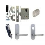 Kaba Classroom Door Pack MS2 Mortice Lock Electric Strike Round Plate Handles